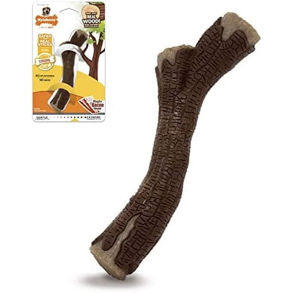Nylabone Real Wood Stick Strong Dog Stick Chew Toy Maple Bacon Medium/Wolf (1 Count)