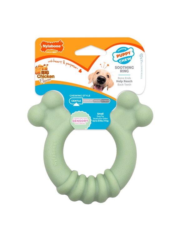 Puppy Chew Sensory Material Soothing Ring Dog Toy, Dog Chew Toy, Chicken Flavor, Small, 1 Count