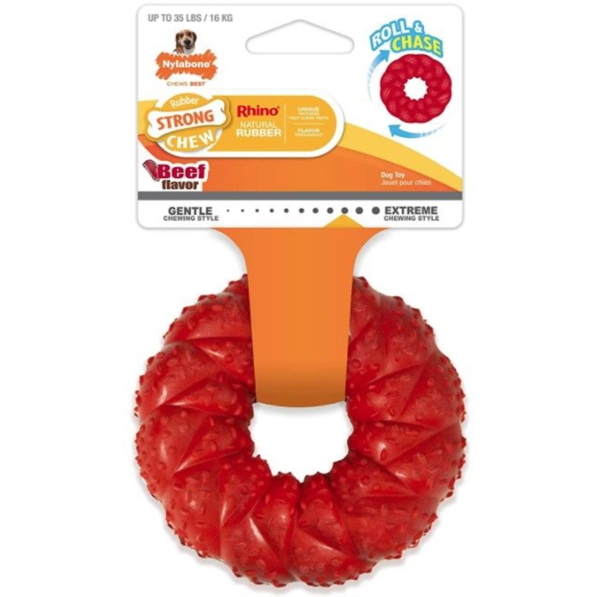Nylabone Strong Chew Rubber Senior Dog Chew Toy Beef Flavor X-Large/Souper  - 50+ lbs, Orange (1 Count)