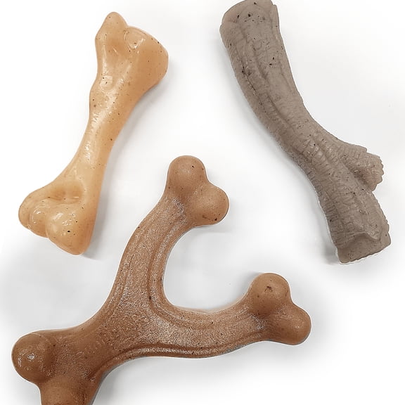 Nylabone Strong Chew Gourmet Style Dog Toys, Dog Chew Toys, Bacon, Peanut Butter, & Chicken Flavor, Small, 3 Pack