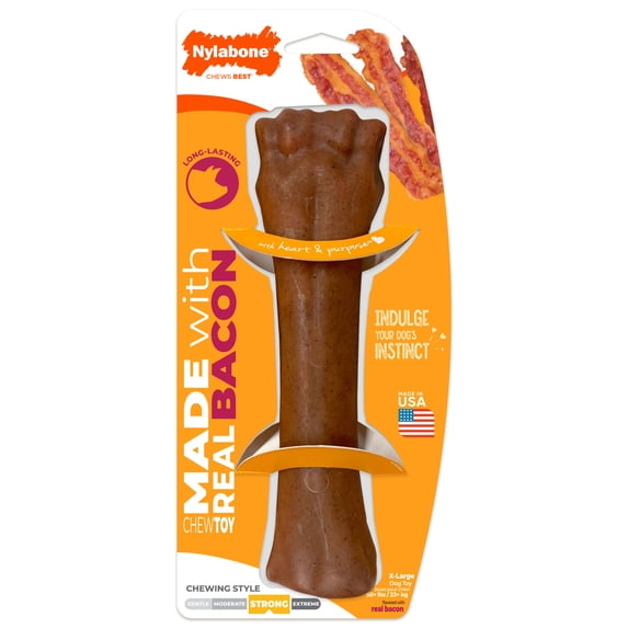 Nylabone Strong Chew Knuckle Bone Dog Toy, Dog Chew Toy Made with Real Bacon, X-Large
