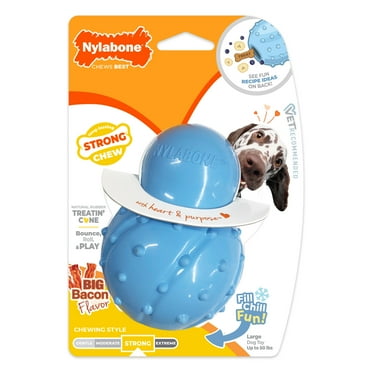 Nylabone Strong Chew Rubber Stuffable Cone Dog Treat Toy Bacon Blue Large (1 Count)