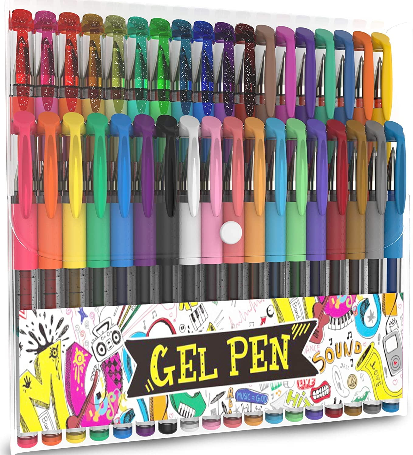 Nylea 36 Pack Glitter Gel Pens for Adult Coloring, Fine Tipped and  Comfortable Grip Gel Markers Set for Writing, Drawing, Sketching,  Highlighting
