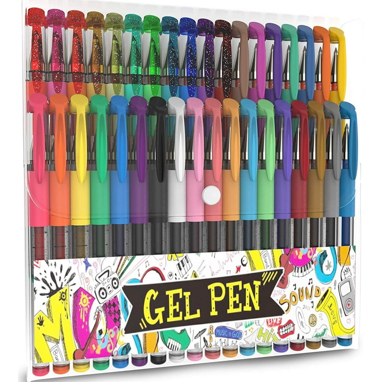 Nylea 36 Pack Glitter Gel Pens for Adult Coloring, Fine Tipped and