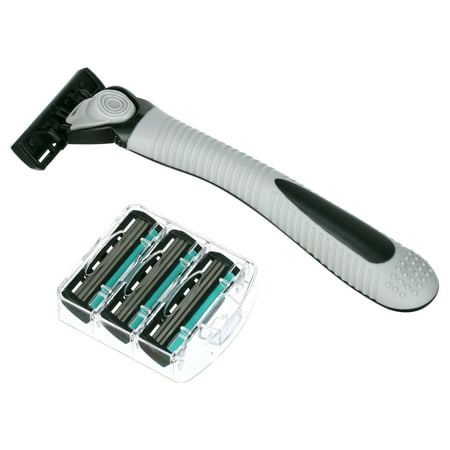 Nylea Double Edge Razor Blades Stainless Steel Non-Slip Handle - 3 Refill Cartridges