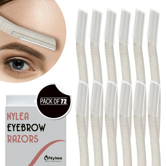 Nylea Eyebrow Razor - 72 Pack - Precision Facial Hair Removal Tool for Smooth and Flawless Brows - Gentle and Safe Trimming for Women - Includes Protective Cover