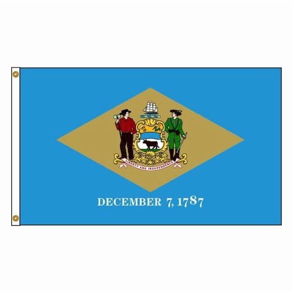 Nylglo Delaware Flag,5x8 Ft,Nylon 140880