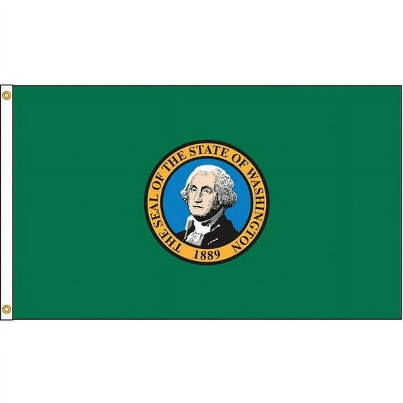 Nylglo Washington State Flag, 4 ft.H x 6 ft.W, Indoor, Outdoor  Nylon  145770