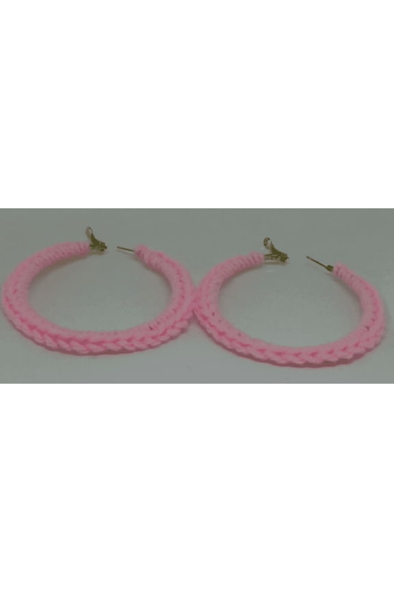 Nylo & Co. Crochet Medium Hoop Earrings in Pink