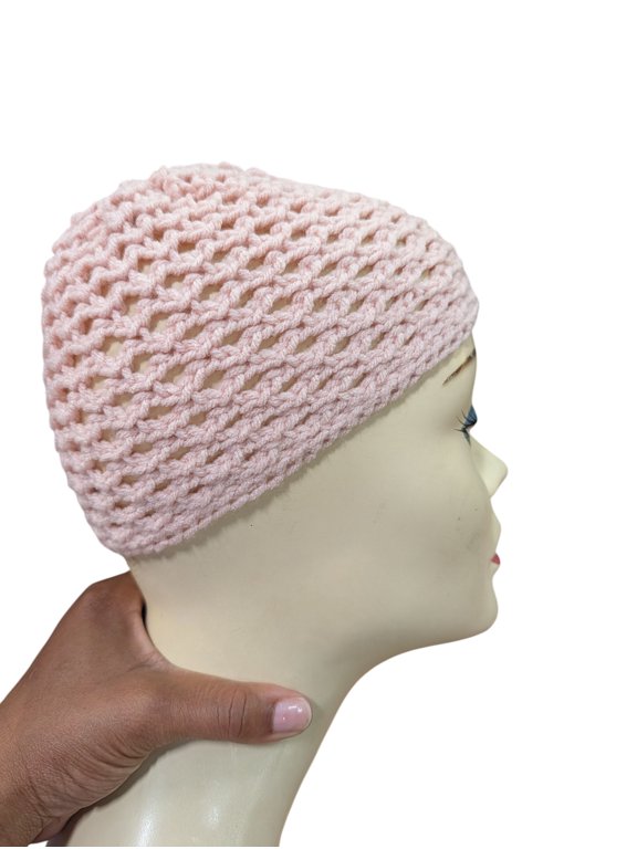 Nylo & Co. Crochet Comfy Kufi in Blush Pink