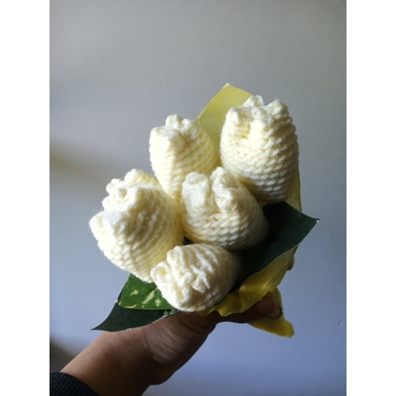 Nylo & Co. Crochet Tulips Flowers Bouquet Arrangement Set in Creme