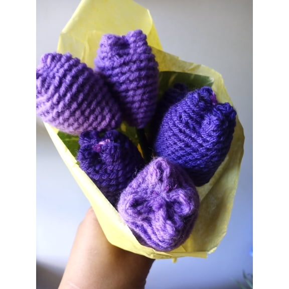 Nylo & Co. Crochet Tulips Flower Bouquet Arrangement Set in Mixed Purple