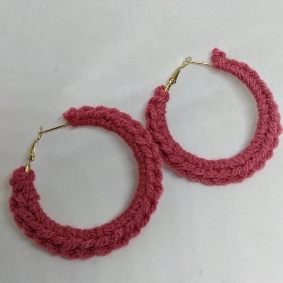 Nylo & Co. Crochet Small Hoop Earrings in Dark Rose