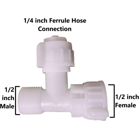 T-Adapter With Ferrule, 1/2" Male, 1/2" Female for Bidet by NuFlush