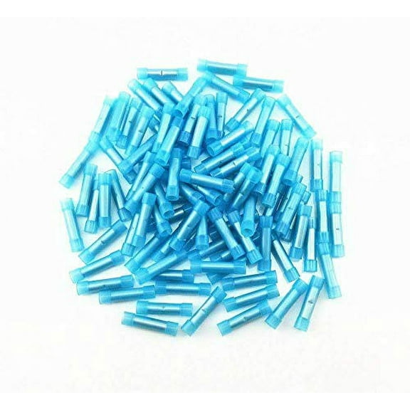Nylon 16-14 AWG Wire Connectors Electrical Crimp Butt Connector Fully Insulated Splice Wire Terminals Blue