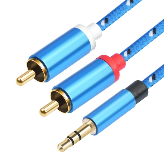 Nylon 3.5mm to 2RCA Cable Y Splitter Adapter Cord AUX Wire for Speaker
