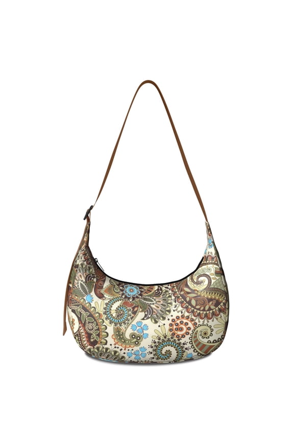 Nylon Adjustable Strap Shoulder Bag Vintage Paisley Artistic Bohemian Crossbody Bag for Women Lightweight Small Purse Perfect for Daily Use