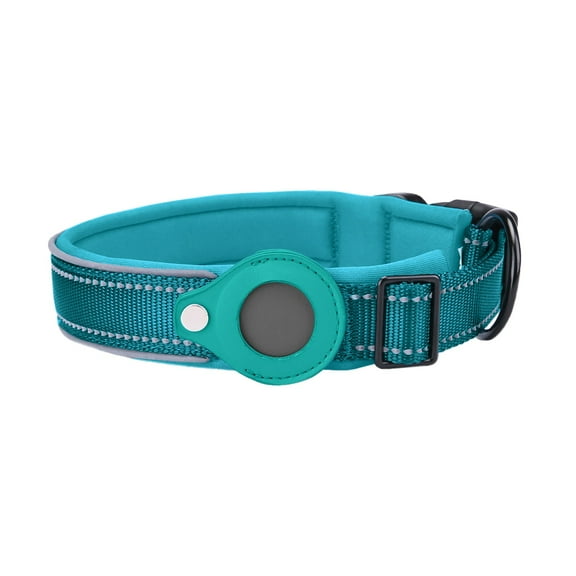Nylon Airtag Pet Collar with Reflective Design - Adjustable Fit for Small/Medium Dogs - Secure Tracker Holder for Outdoor