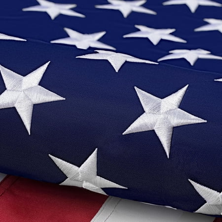 Nylon American Flag 6x10 feet. Premium Large US Flag 6x10 ft. Embroidered Stars and Sewn Stripes - Display with Pride