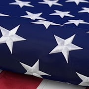 Nylon American Flag 6x10 feet. Premium Large US Flag 6x10 ft. Embroidered Stars and Sewn Stripes - Display with Pride