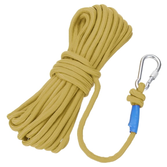 Nylon Anchor Rope with Hook,5/16"x49ft Braided Polypropylene Rope,khaki