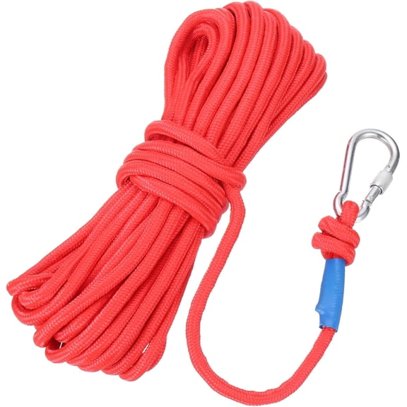 Nylon Anchor Rope with Hook,5/16" x49ft Hollow Braided Polypropylene Cord Floating Line Boat Ropes,[for Docking Pool]-Red