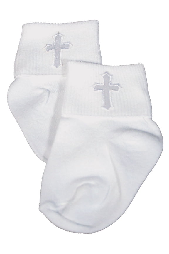 Nylon Anklet Sock with Embroidered Cross