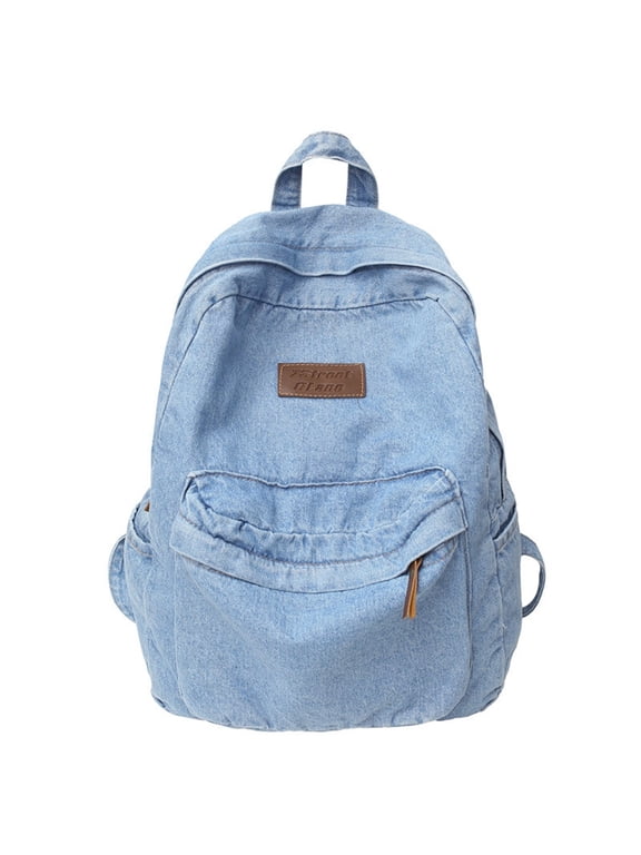 Nylon Backpack For Women Men Retro School Bookbags Bag Travel Jeans Backpack For College Fashionable Korean Style Bag Casual Leisure Time Minimalist