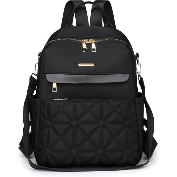 JUYGO Nylon Backpack Purse for Women Fashion Multipurpose Handbag Ladies Shoulder Bags Quilted Casual Travel Backpack Brown