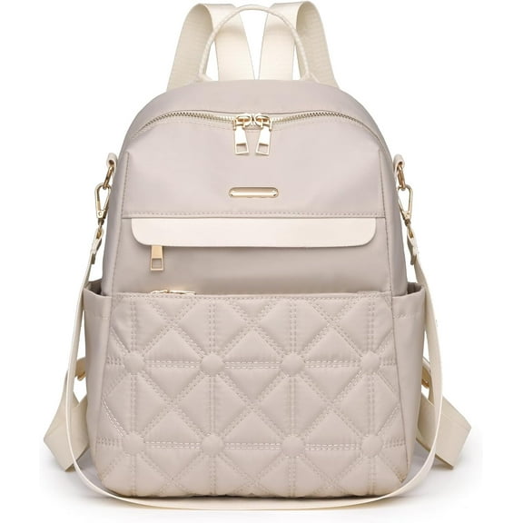 Nylon Backpack Purse for Women Fashion Multipurpose Handbag Ladies Shoulder Bags Quilted Casual Travel Backpack Brown