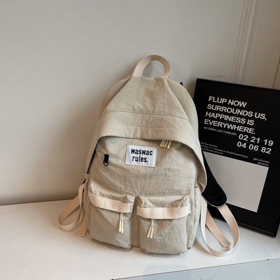 Nylon Backpack Solid Color Simple Backpack Large Capacity Travel Backpack
