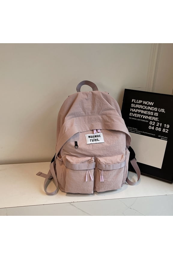Nylon Backpack Solid Color Simple Backpack Large Capacity Travel Backpack