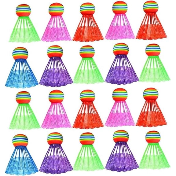 Nylon Badminton Shuttlecocks – 20Pcs Durable Plastic Birdies Balls in Assorted Colors for Family Racket Games(RL)