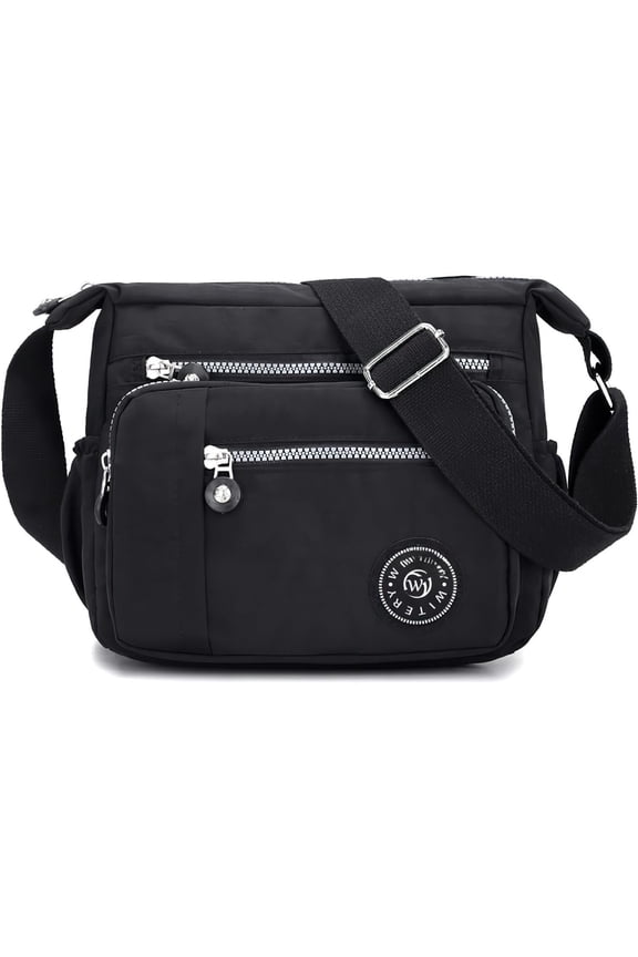 Nylon Bags for Women - Multi-Pocket Zipper Travel Purse Casual Small Lightweight Messenger Bag