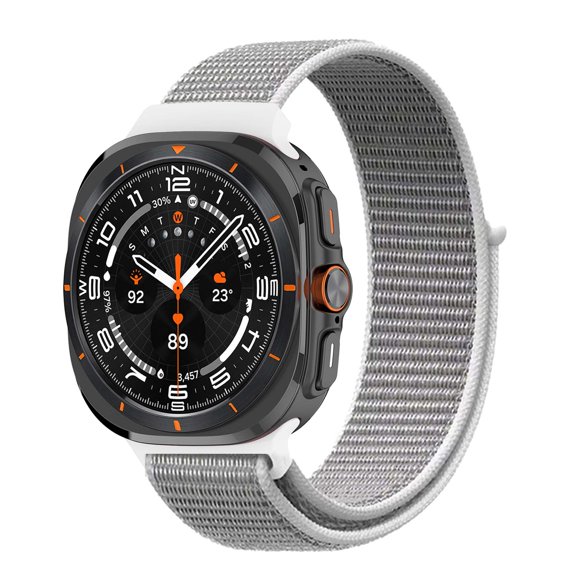 Nylon Bands for Samsung Galaxy Watch Ultra Bands 47mm Men/Women,Soft Breathable Fabric Sport Loop Strap Adjustable Wristband for Samsung Galaxy Watch 7 ultra Band 47 mm,Gray