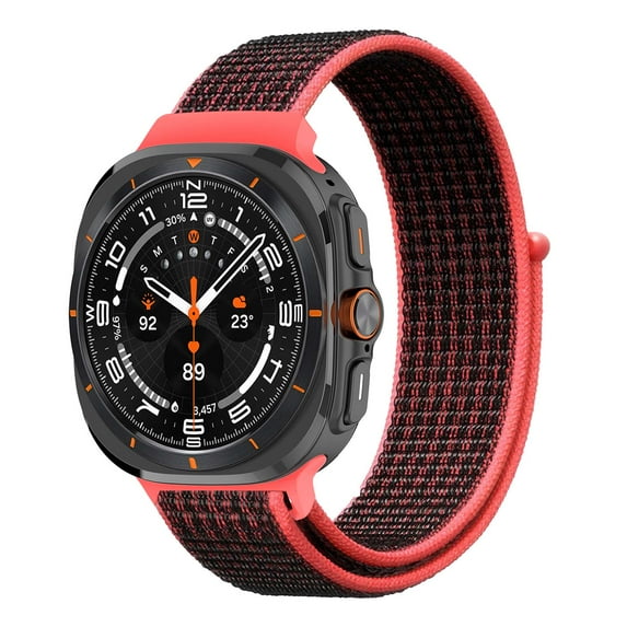 Nylon Bands for Samsung Galaxy Watch Ultra Bands 47mm Men/Women,Soft Breathable Fabric Sport Loop Strap Adjustable Wristband for Samsung Galaxy Watch 7 ultra Band 47 mm,Red Black