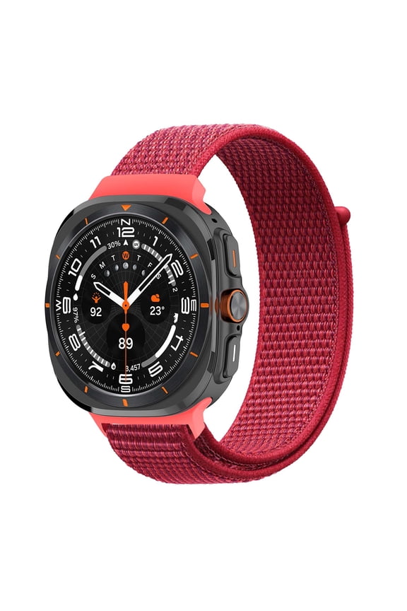 Nylon Bands for Samsung Galaxy Watch Ultra Bands 47mm Men/Women,Soft Breathable Fabric Sport Loop Strap Adjustable Wristband for Samsung Galaxy Watch 7 ultra Band 47 mm,Red