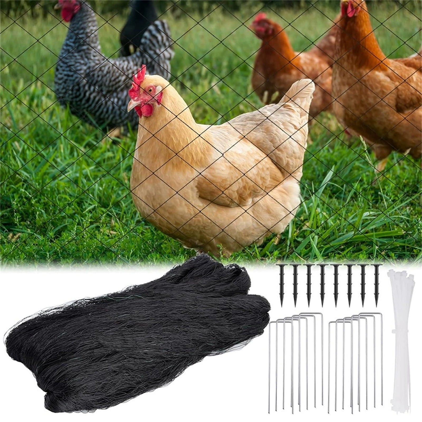 Nylon Bird Netting 50'x50' with 2" Square Mesh Hawk Net for Chicken Run, Poultry Netting Aviary Nets Garden Bird Net for Chicken Coop Nettings Roof Hawk Proof(S,Black)