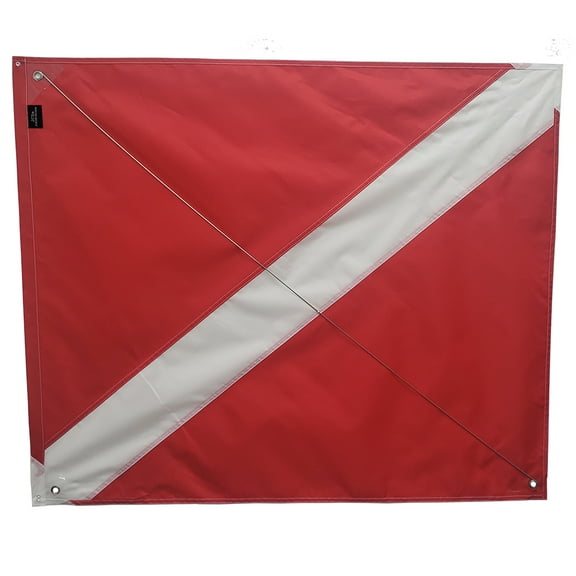 Nylon Boat Dive Flag with Brass Grommets & Steel Spring Wire Stiffener, 31x36