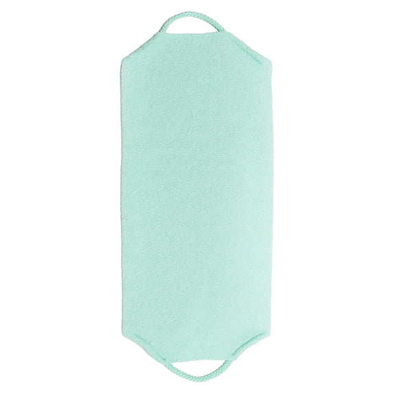 Nylon Body Scrubber Towel for Shower, Exfoliating Washcloth with Stretchable Pull Strap for Back Washing, Soft Scrub Cloth for Deep Cleaning Skin
