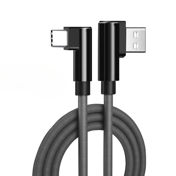 Nylon Braided 90 Degree Right Angle Type-C Fast Charging & Data Cable – Durable & Tangle-Free for Phones, Tablets & More
