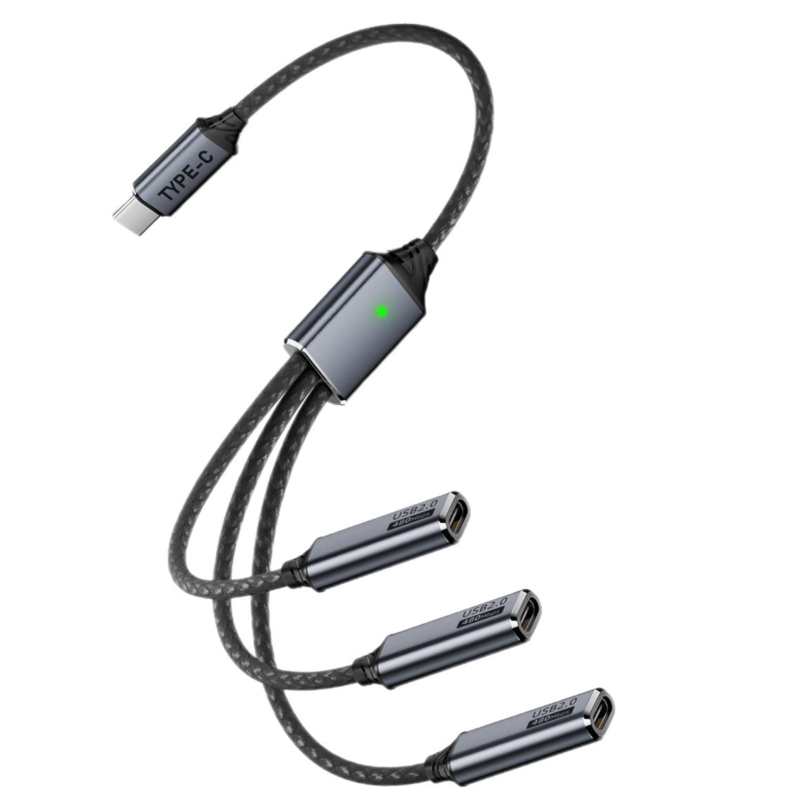 Nylon Braided Aluminum USB C Cable Splitter Support 100W Charging and ...