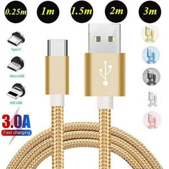 Nylon Braided Charging Cable for IPhone IPad/iPod/Touch/ Micro Usb Android - Fast Charging USB Cable