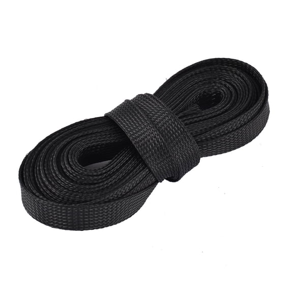Nylon Braided Expandable Sleeving Cable Wire Sheathing Sleeve Black 6.8M x 16mm