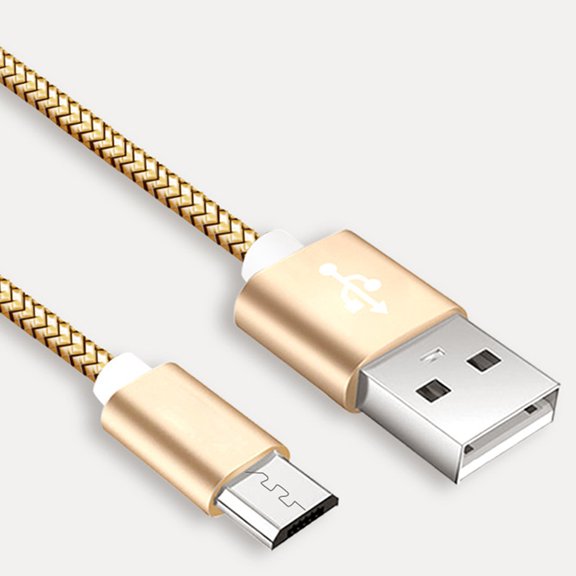 Nylon Braided Micro USB Fast Charging Cable 2pcs for Phones and Tablets Compatible with Galaxy Golden