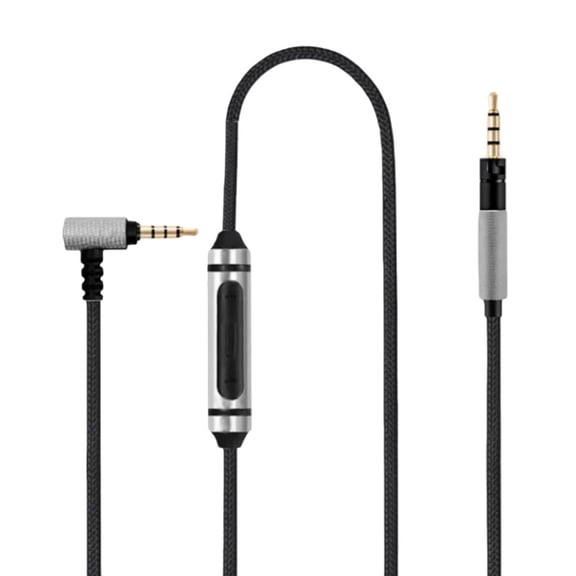 Nylon Braided Replacement Sound Cable For Headphones Cord With in Line Button Control And Mic 150Cm