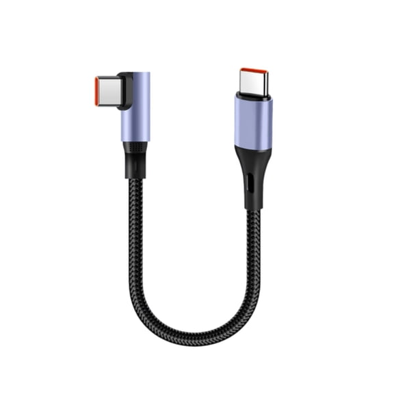Nylon Braided Short USB C Charging Cable 90 Degree Angled Design Compact 15/30cm Length Charging Wire for USB C Devices