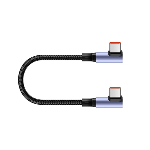 Nylon Braided Short USB C Charging Cable 90 Degree Angled Design Compact 15/30cm Length Charging Wire for USB C Devices
