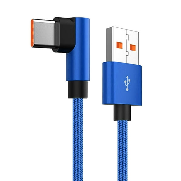 Nylon Braided USB C Cable - 90° Angle, 6A Fast Charging & Durable - Data Cable for Phones/Tablets
