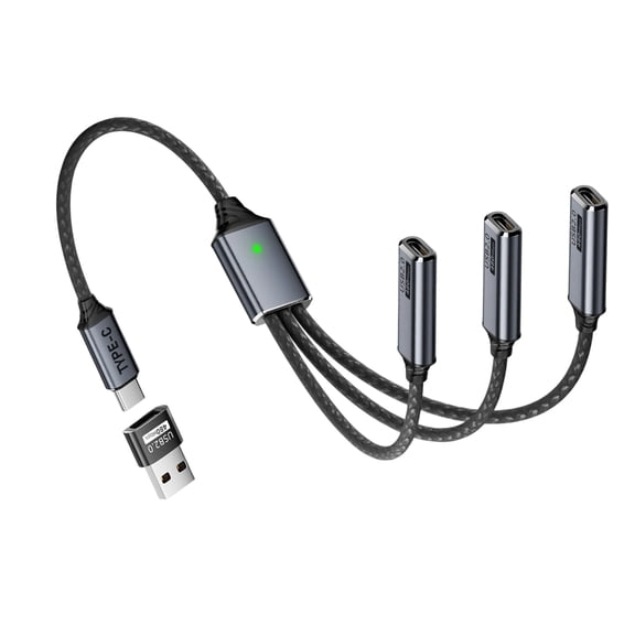 Nylon Braided USB C Splitter for 100W Charging & 480Mbps Data Transfer